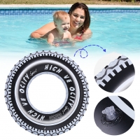 Tire Pattern Swimming Rings Floaties Leakproof Inflatable Swim Ring Swim Float Tube Thickened Pool Rings for Summer Pool Party