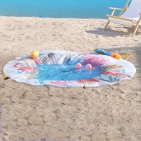 Beach Kiddie Pool Beach Blanket Paddling Pool with Carrying Bag Waterproof Summer Outdoor Water Play Toy for Picnic Travel