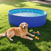 Foldable Kiddie Pool Pet Wading Pool PVC Anti-Slip Foldable Portable Yard Bathing Tub For Dogs Cats Puppy Animals Children