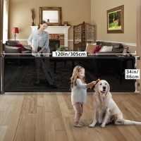 Retractable Baby Safety Gate, 120inch Extra Wide Baby Safety Gate for Stairs Doorway, Metal Dog Gate Pet Gate for Indoor Outdoor
