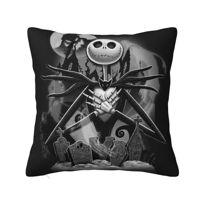 Halloween Skull Jack Throw Pillow Cover Living Room Decoration Nightmare Before Christmas Pillowcase Custom Cushion Cover