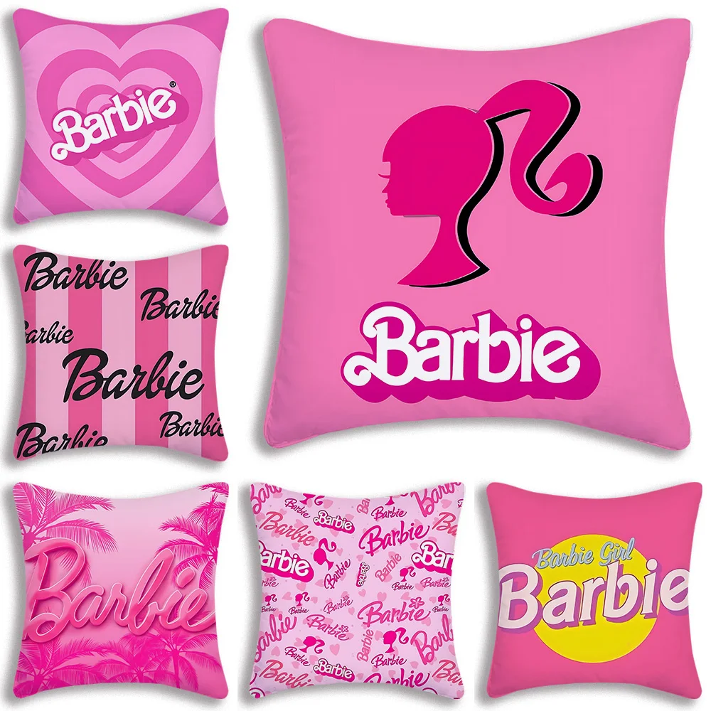 Hot Fashion Doll B-Barbies Pillow Covers Cartoon Sofa Decorative Home Double-sided Printing Short Plush Cute Cushion Cover