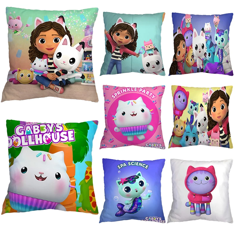 Kids Gabbys Dollhouse Gabby Cats Pillow Case Cushion Cover 45x45cm Pillow Cover Decorative Pillows Pillowcase no Pillow