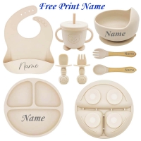 Personalized Name Baby Feeding Set Kids Silicone Plate Bowl Straw Cup Customized Children's Tableware Baby Supplies Newborn Gift